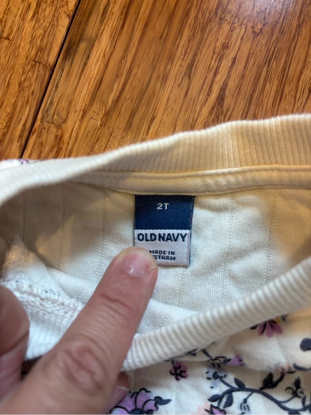 Old Navy Cream Floral Baby Top with Purple Accents